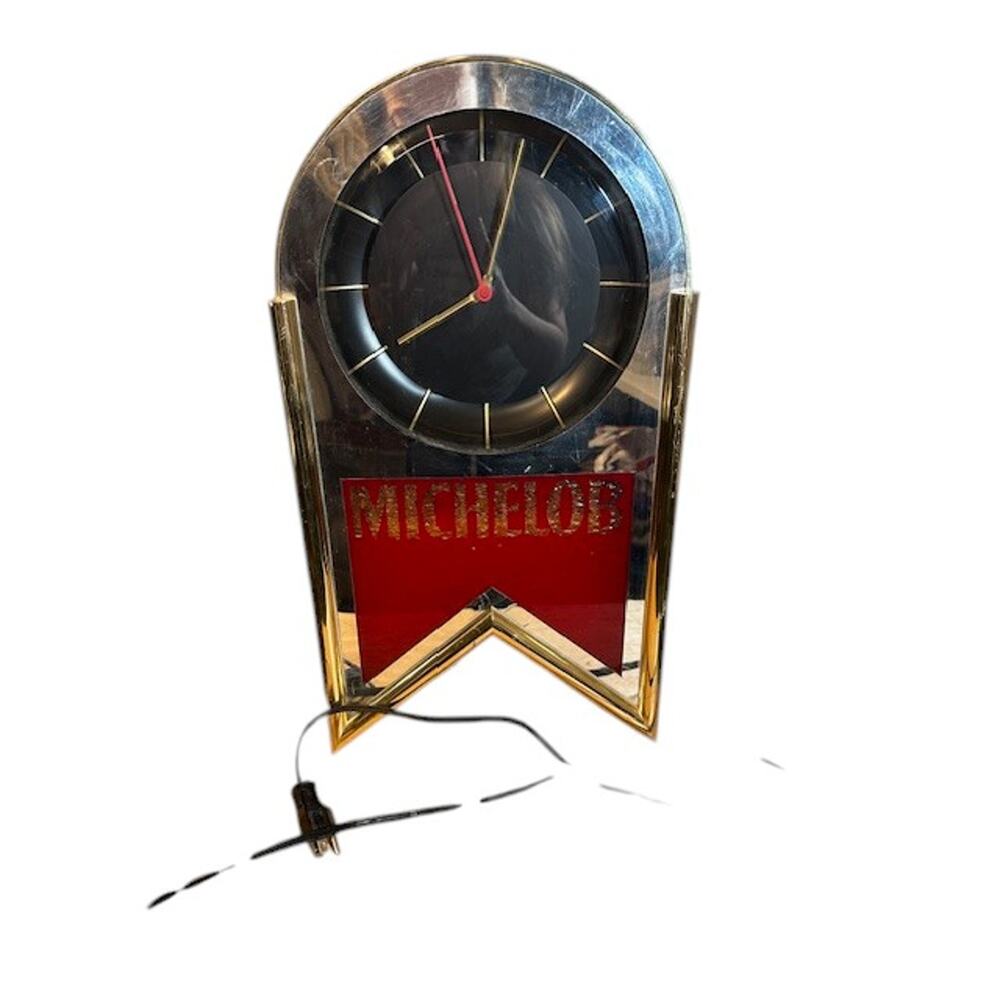 VTG Anheuser Busch Michelob Light Up Clock Art Deco Wall Clock Tested Working